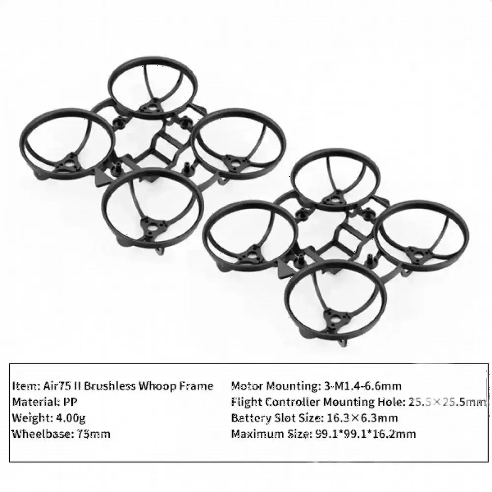 1/2 pièces BETAFPV Air75 II KIT de cadre sans brosse cadre de Drone pour GF 40mm 2 lames/GF 1611 Drone de course FPV à