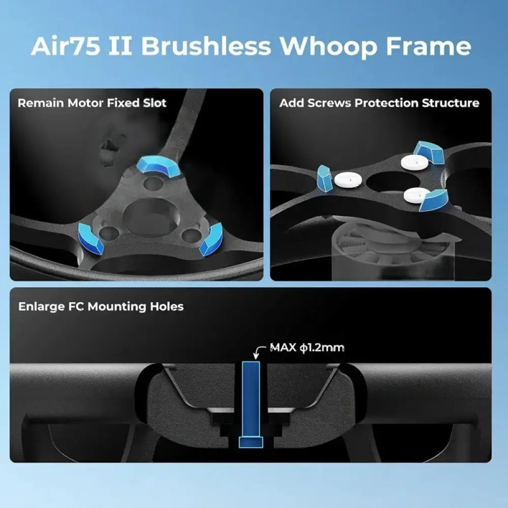 1/2 pièces BETAFPV Air75 II KIT de cadre sans brosse cadre de Drone pour GF 40mm 2 lames/GF 1611 Drone de course FPV à