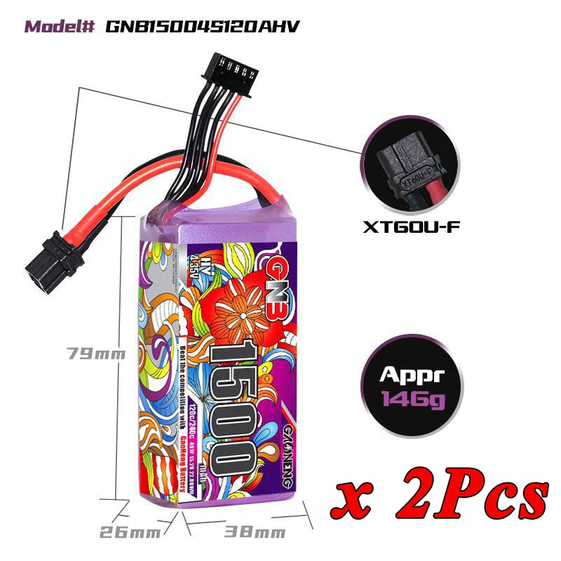 1/2 ensemble GNB 4S 6S 1100/1300/1500/1850mAh 15.2V 22.8V 120C avec XT60 pour Drone FPV hélicoptère avion batterie Lipo Rechargeable