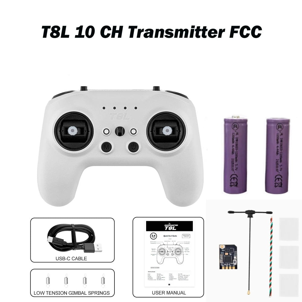 Radiocommande RadioMaster T8L ExpressLRS 2.4GHz 10CH avec transmetteur X5 Hall Gimbal, radiocommande compacte pour drone FPV