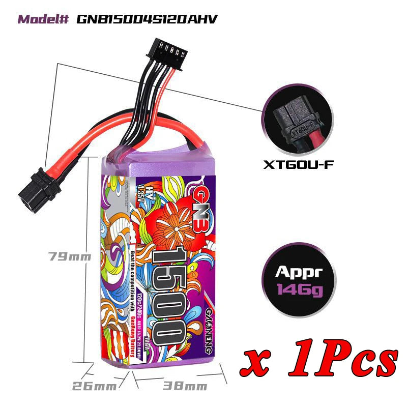 1/2 ensemble GNB 4S 6S 1100/1300/1500/1850mAh 15.2V 22.8V 120C avec XT60 pour Drone FPV hélicoptère avion batterie Lipo Rechargeable