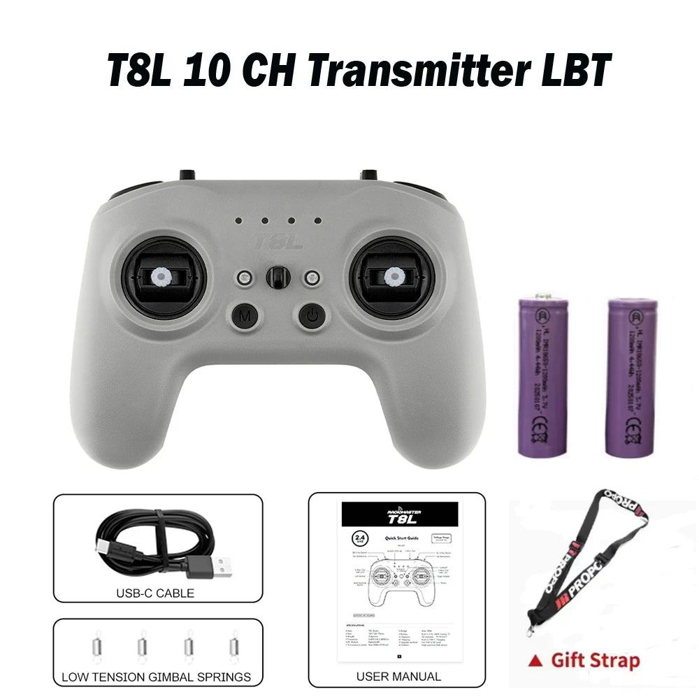Radiocommande RadioMaster T8L ExpressLRS 2.4GHz 10CH avec transmetteur X5 Hall Gimbal, radiocommande compacte pour drone FPV