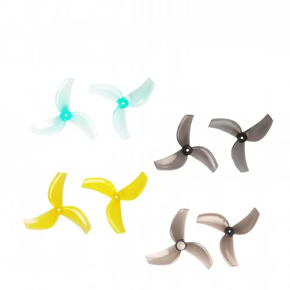 Hélices Gemfan 1611 à 3 pales en PC, transparentes, bleues, jaunes et grises, pour drones Tiny Whoop.