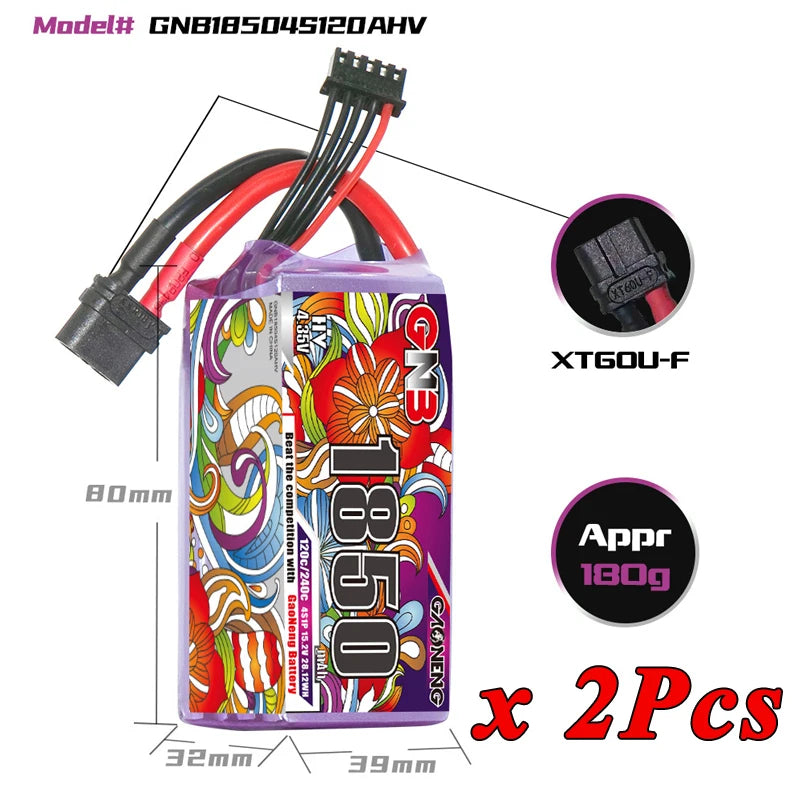 1/2 ensemble GNB 4S 6S 1100/1300/1500/1850mAh 15.2V 22.8V 120C avec XT60 pour Drone FPV hélicoptère avion batterie Lipo Rechargeable