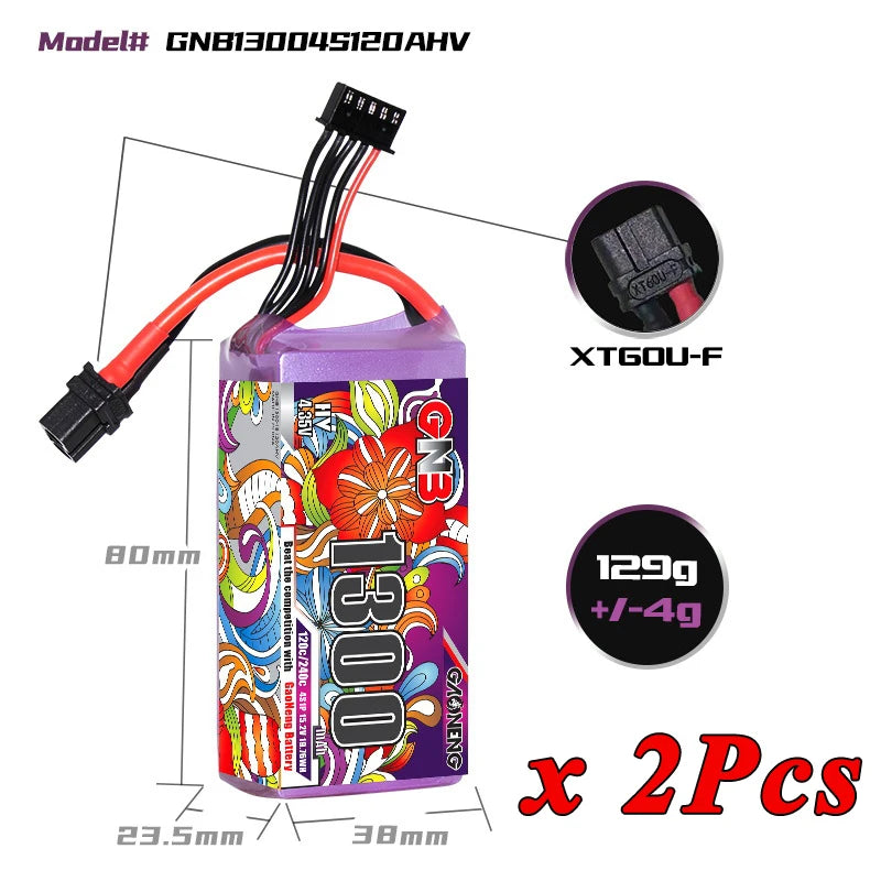 1/2 ensemble GNB 4S 6S 1100/1300/1500/1850mAh 15.2V 22.8V 120C avec XT60 pour Drone FPV hélicoptère avion batterie Lipo Rechargeable
