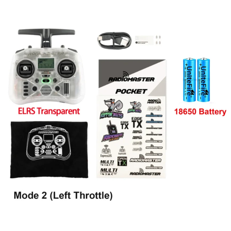 Radiomaster Pocket 2.4G Hall Gimbal ELRS/CC2500 openTX Transmitter Compact Portable Remote Control with Detachable M2 Joystick for FPV Drone