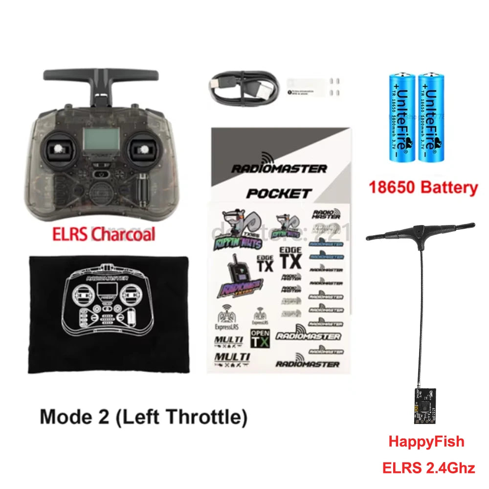 Radiomaster Pocket 2.4G Hall Gimbal ELRS/CC2500 openTX Transmitter Compact Portable Remote Control with Detachable M2 Joystick for FPV Drone