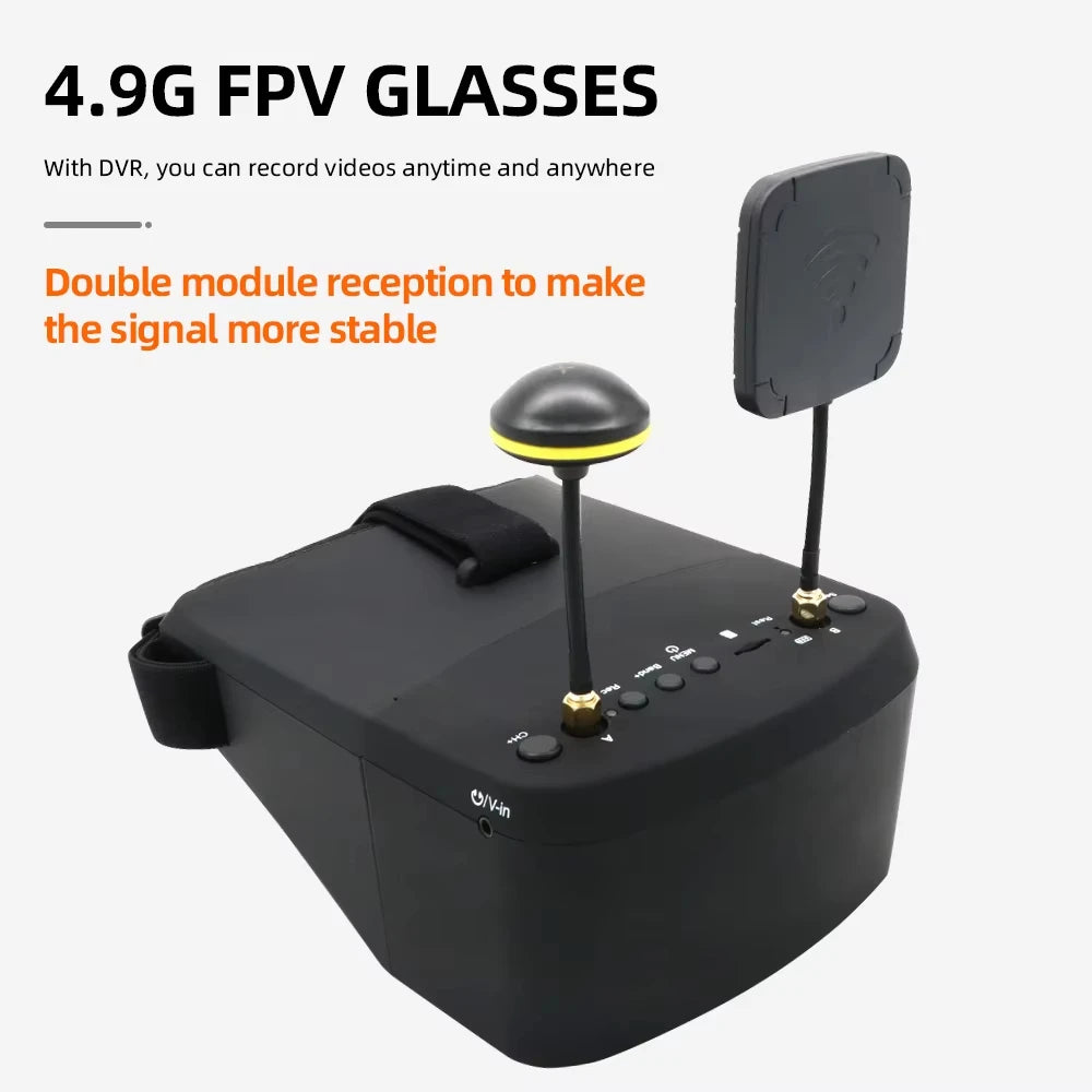 EV800D FPV Video Goggles 5 Inch 800*480 5.8G 40CH HD DVR with Built-in Battery for RC Racing Drone