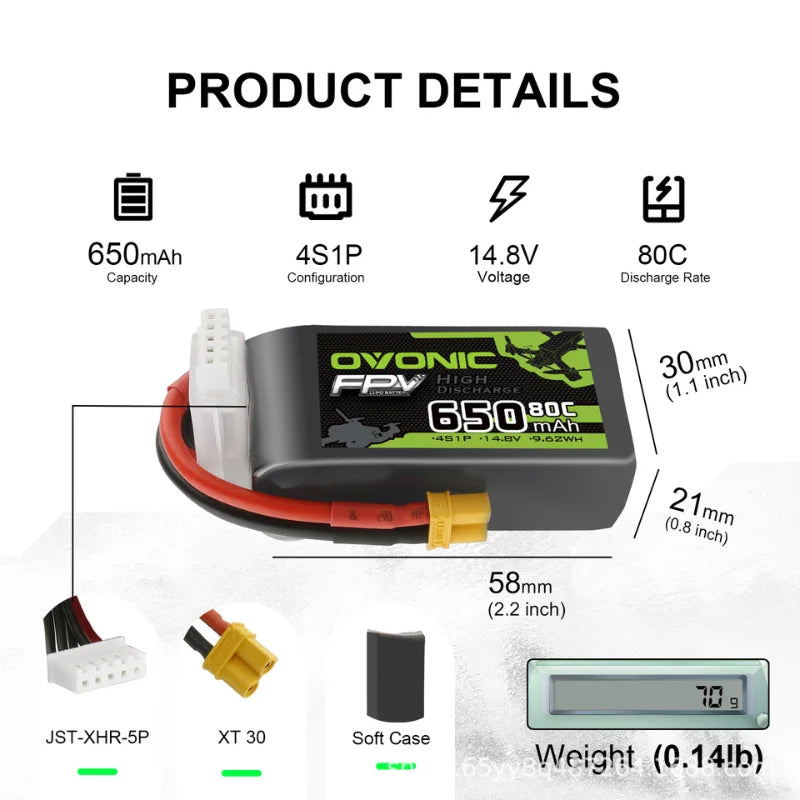 HOT OVONIC Lipo Battery 650/850/1000/1300/1550/2200mAh 100/80/35C 3S/4S/6S for RC Helicopter, Quadcopter, FPV Racing Drone