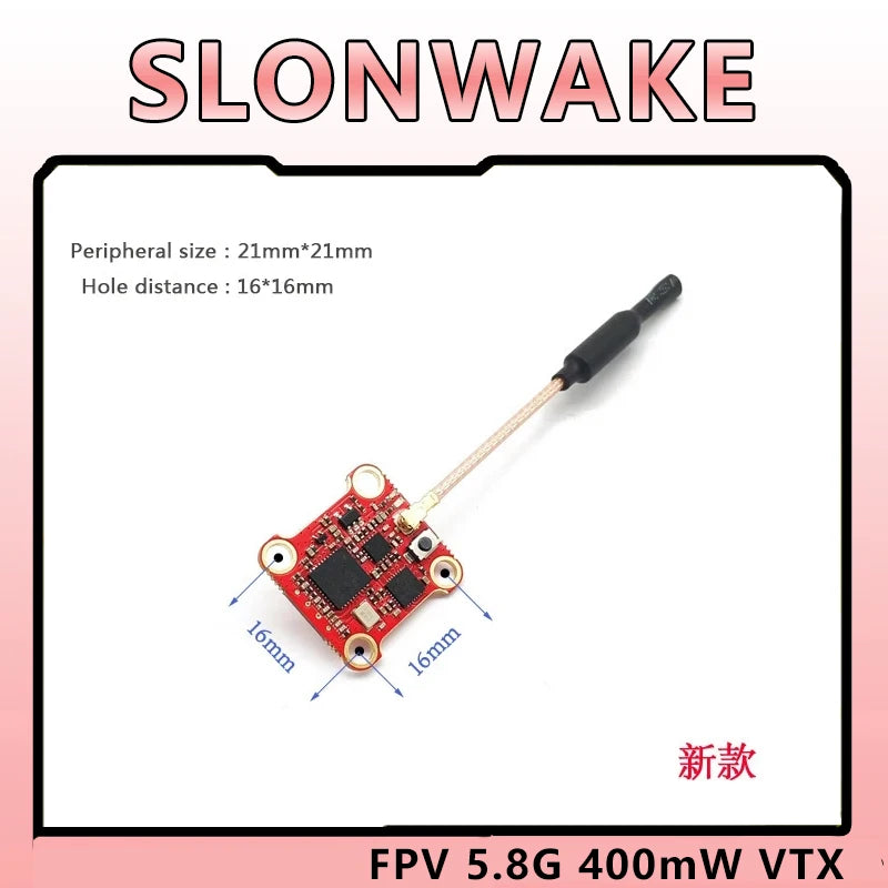 SLONWAKE 5.8G 48CH 007 400mW Adjustable Power MINI VTX CVBS Analog Signal Transmitter for RC FPV Racing Drone