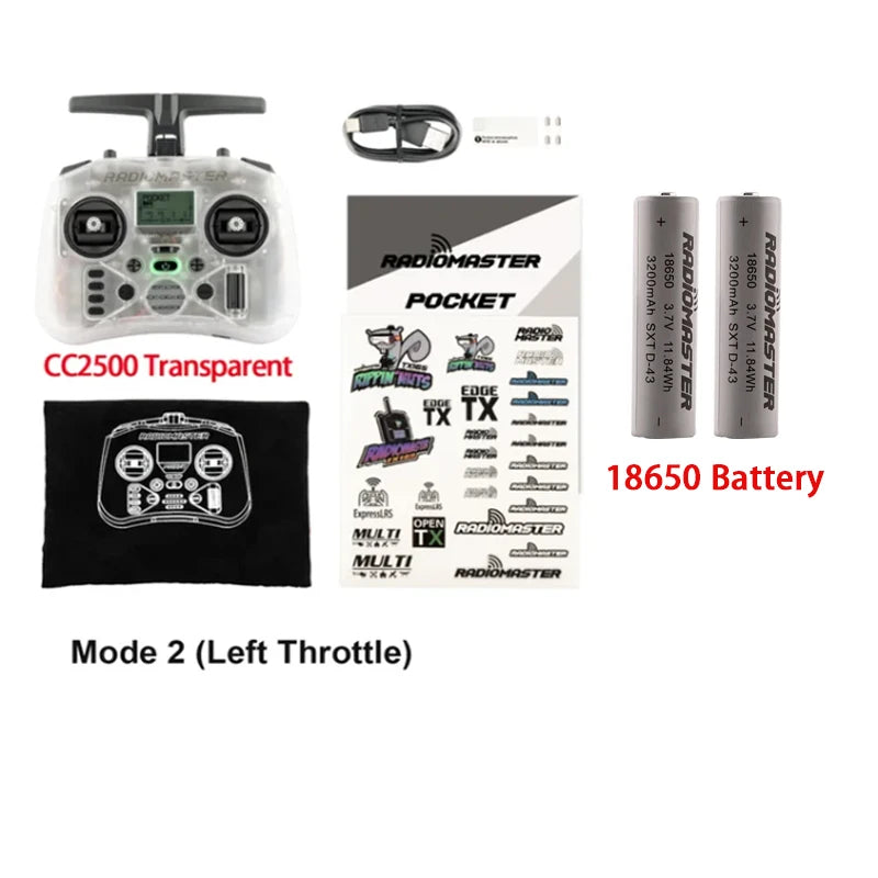 Radiomaster Pocket 2.4G Hall Gimbal ELRS/CC2500 openTX Transmitter Compact Portable Remote Control with Detachable M2 Joystick for FPV Drone