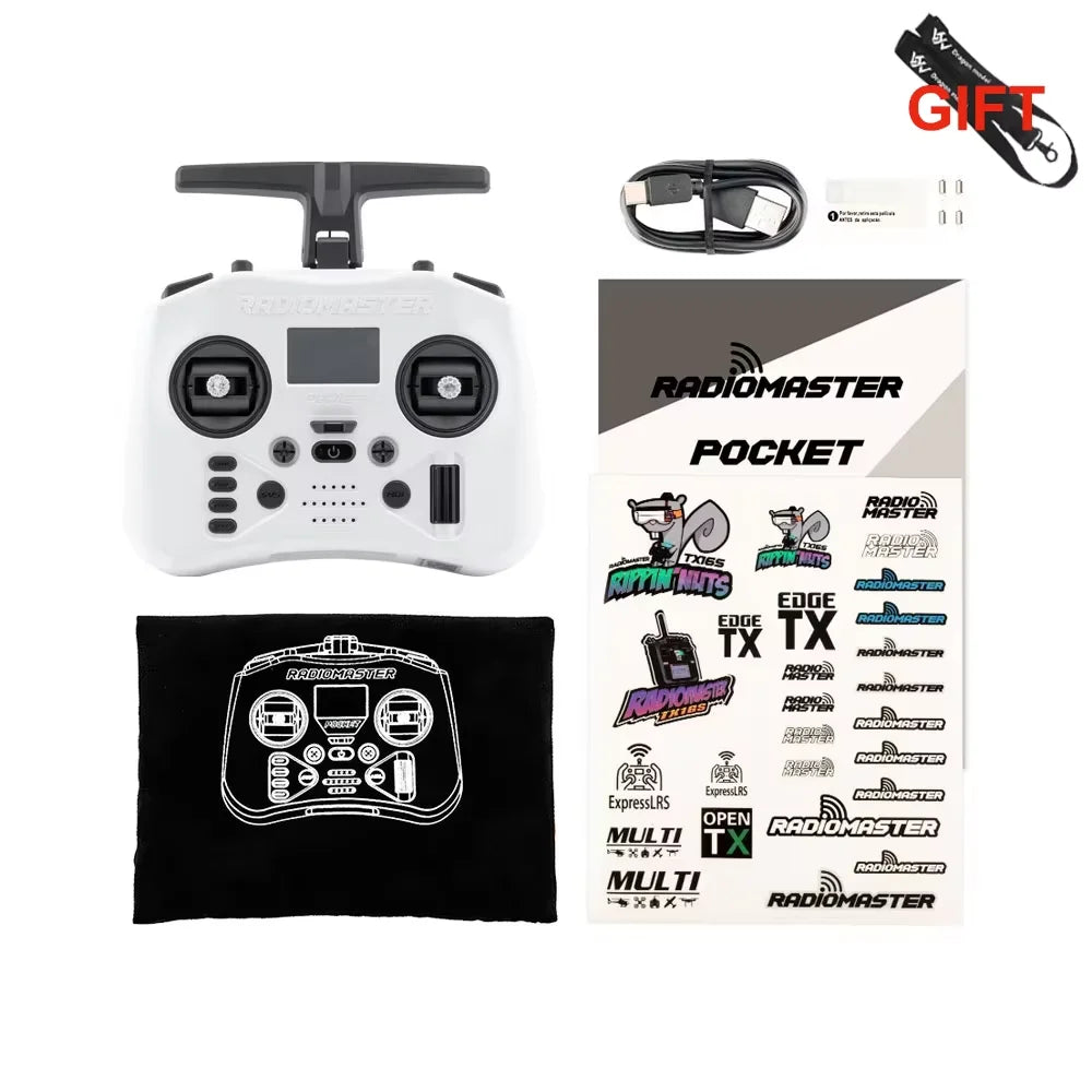 Radiomaster Pocket 2.4G Hall Gimbal ELRS/CC2500 openTX Transmitter Compact Portable Remote Control with Detachable M2 Joystick for FPV Drone