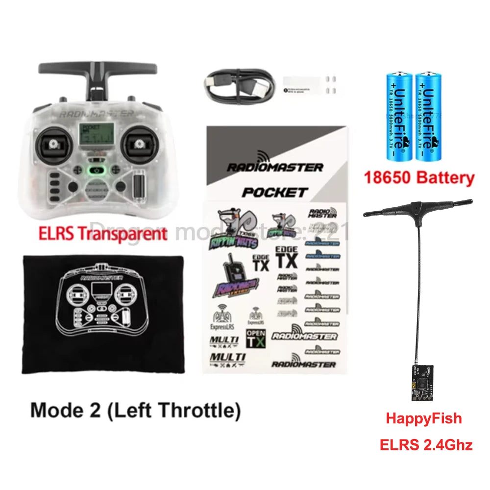 Radiomaster Pocket 2.4G Hall Gimbal ELRS/CC2500 openTX Transmitter Compact Portable Remote Control with Detachable M2 Joystick for FPV Drone