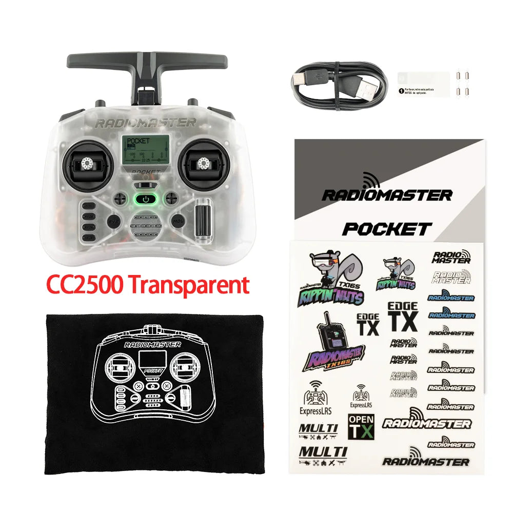 Radiomaster Pocket 2.4G Hall Gimbal ELRS/CC2500 openTX Transmitter Compact Portable Remote Control with Detachable M2 Joystick for FPV Drone