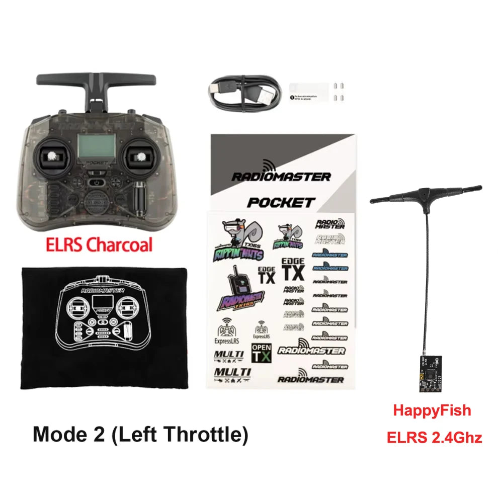 Radiomaster Pocket 2.4G Hall Gimbal ELRS/CC2500 openTX Transmitter Compact Portable Remote Control with Detachable M2 Joystick for FPV Drone