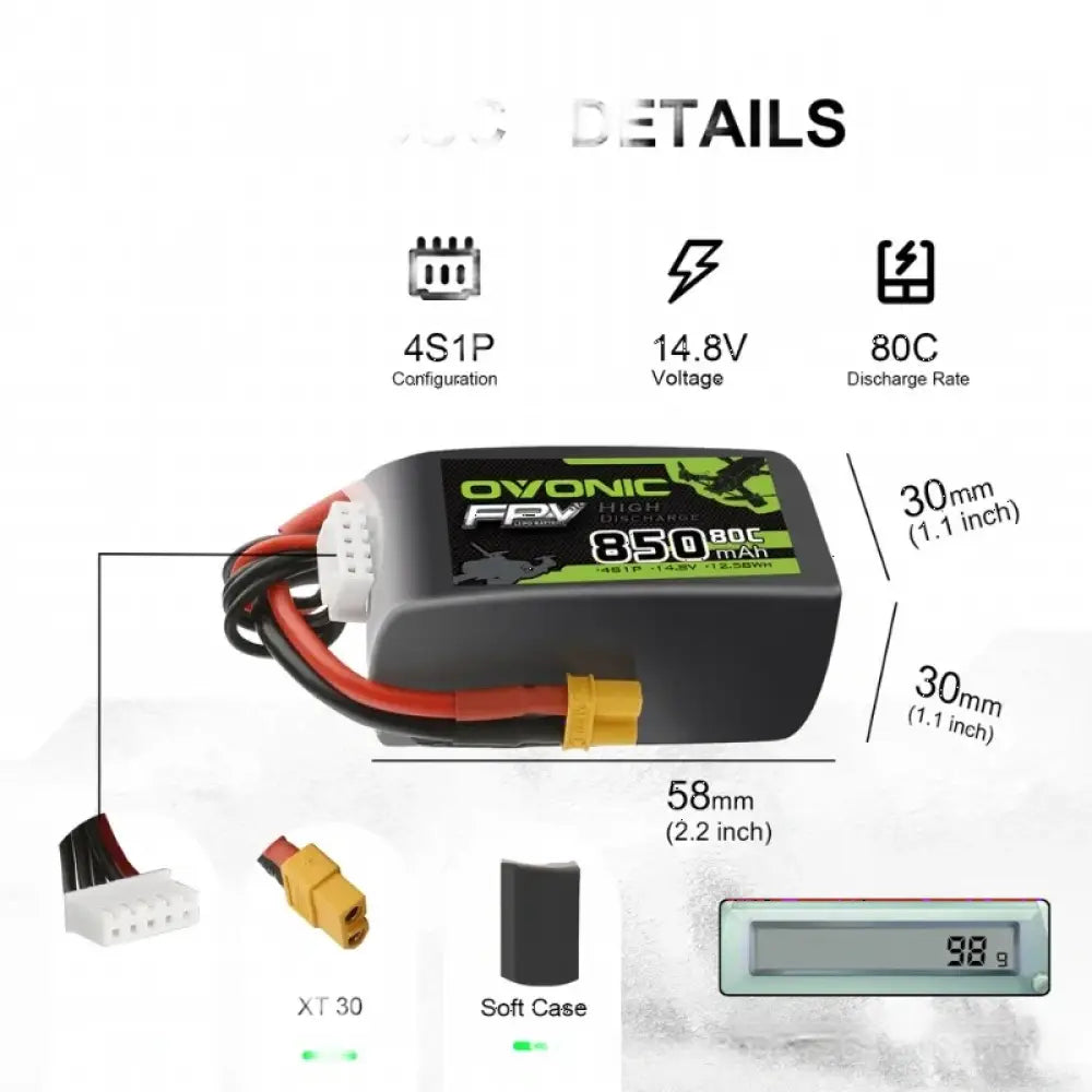 Batterie Lipo HOT OVONIC 650/850/1000/1300/1550/2200mAh 100/80/35C 3S/4S/6S pour hélicoptère RC quadricoptère drone de