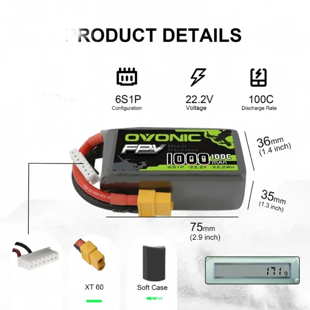 Batterie Lipo HOT OVONIC 650/850/1000/1300/1550/2200mAh 100/80/35C 3S/4S/6S pour hélicoptère RC quadricoptère drone de