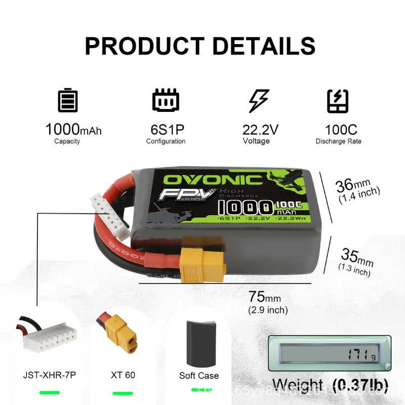 HOT OVONIC Lipo Battery 650/850/1000/1300/1550/2200mAh 100/80/35C 3S/4S/6S for RC Helicopter, Quadcopter, FPV Racing Drone