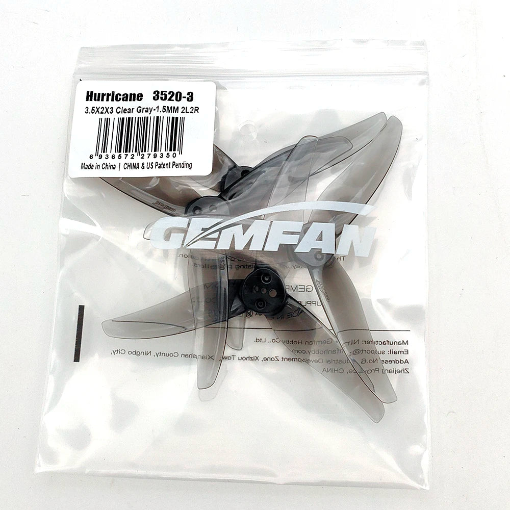 4 Pairs Gemfan Hurricane 3520 3.5X2X3 3.5 Inch 3-Blade CW CCW PC Propeller for RC FPV Remote Control Racing Drones DIY Parts