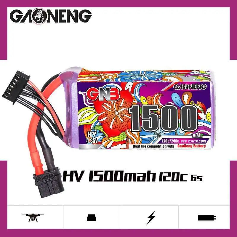 1/2 ensemble GNB 4S 6S 1100/1300/1500/1850mAh 15.2V 22.8V 120C avec XT60 pour Drone FPV hélicoptère avion batterie Lipo Rechargeable