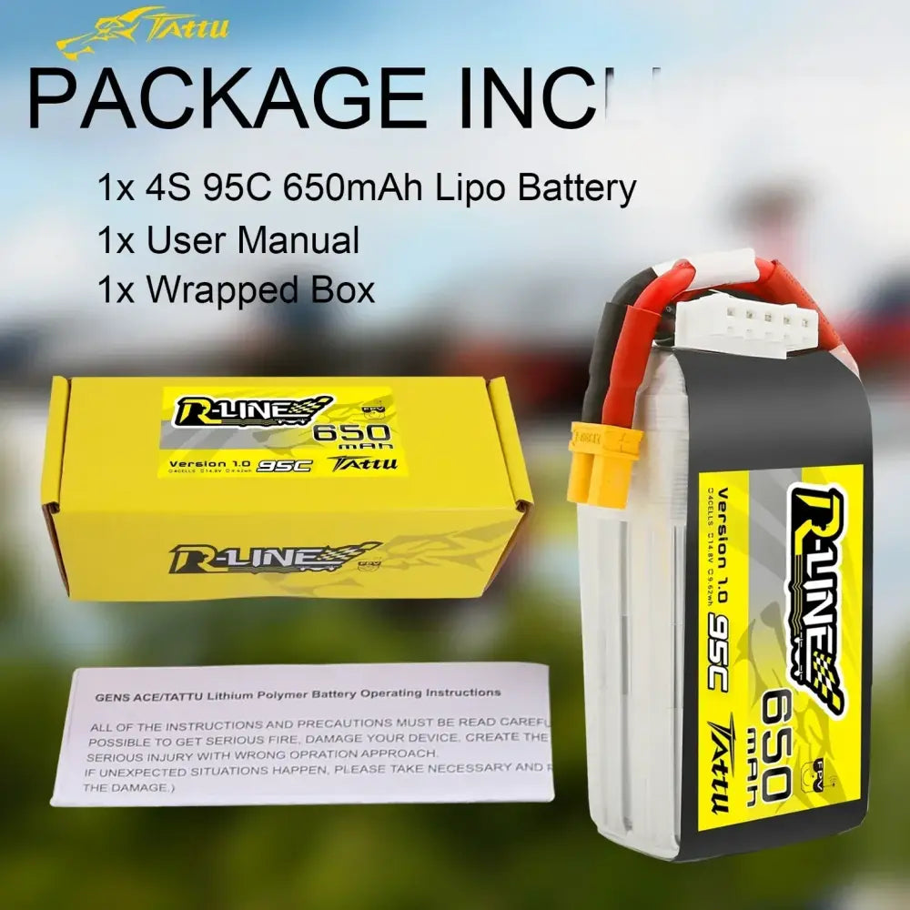TATTU 95C 14.8V 650mAh Lipo 4s batterie avec prise XT30 alimentation RC pour 100 à 150 taille FPV petit cadre de Drone