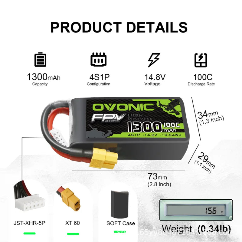 HOT OVONIC Lipo Battery 650/850/1000/1300/1550/2200mAh 100/80/35C 3S/4S/6S for RC Helicopter, Quadcopter, FPV Racing Drone