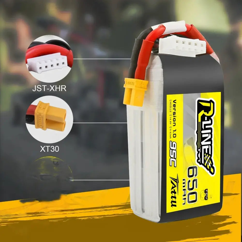 TATTU 95C 14.8V 650mAh Lipo 4s batterie avec prise XT30 alimentation RC pour 100 à 150 taille FPV petit cadre de Drone
