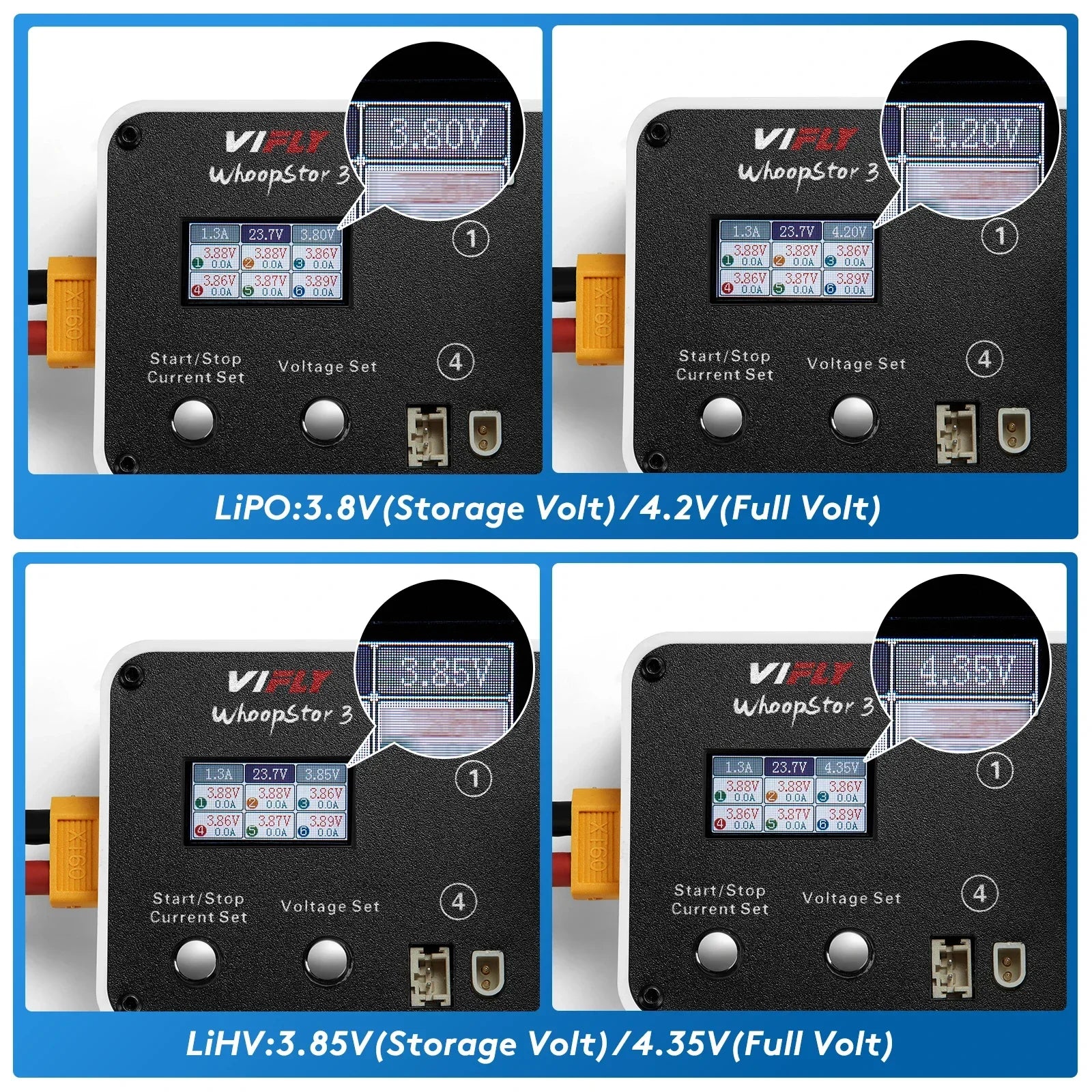 New VIFLY WhoopStor 3 V3 6-Port 1S LIPO Battery Charger Discharger Storage Function for FPV Tinywhoop 4.2V 4.35V BT2.0 PH2.0