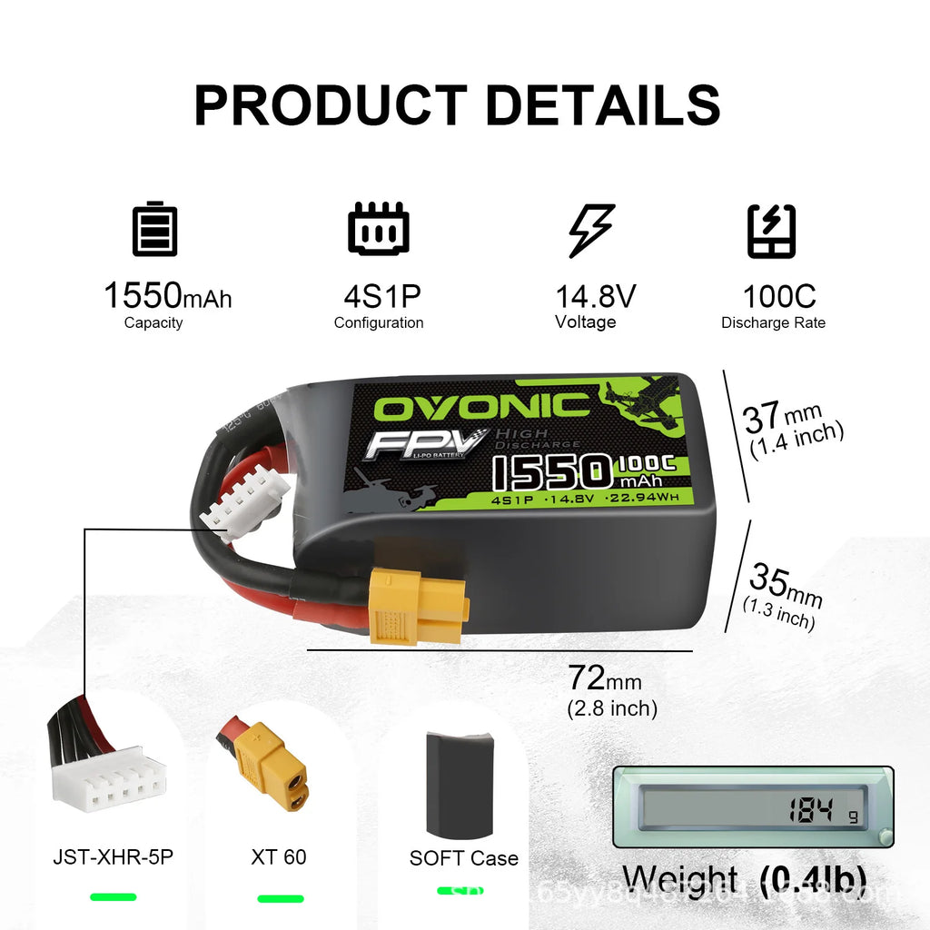 HOT OVONIC Lipo Battery 650/850/1000/1300/1550/2200mAh 100/80/35C 3S/4S/6S for RC Helicopter, Quadcopter, FPV Racing Drone