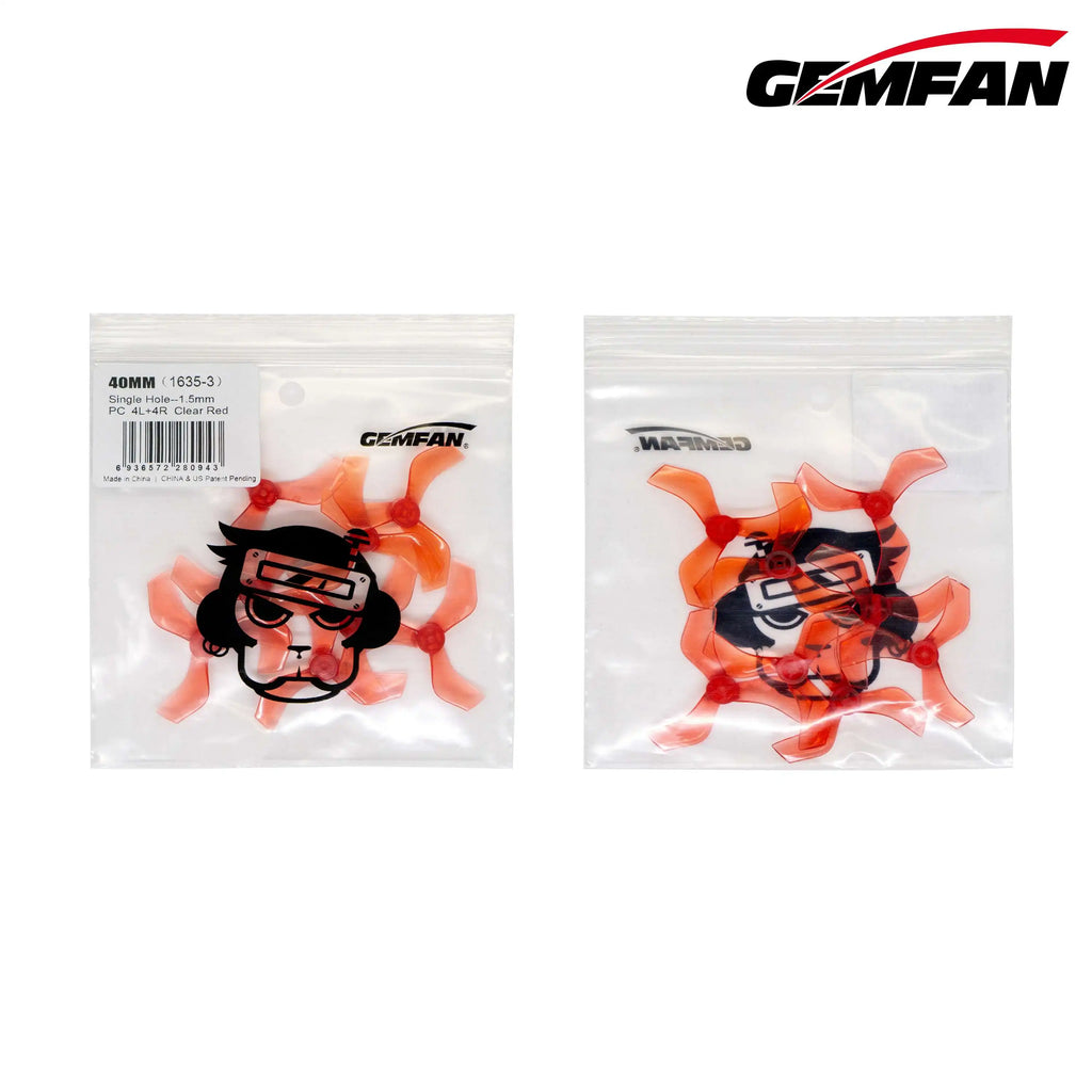 8 Pairs Gemfan 1635 1.5mm 1mm 40mm 3-Blade Propeller Single Hole Props for Tinywhoop Brushless FPV Racing Drone 1103 1105 Motor