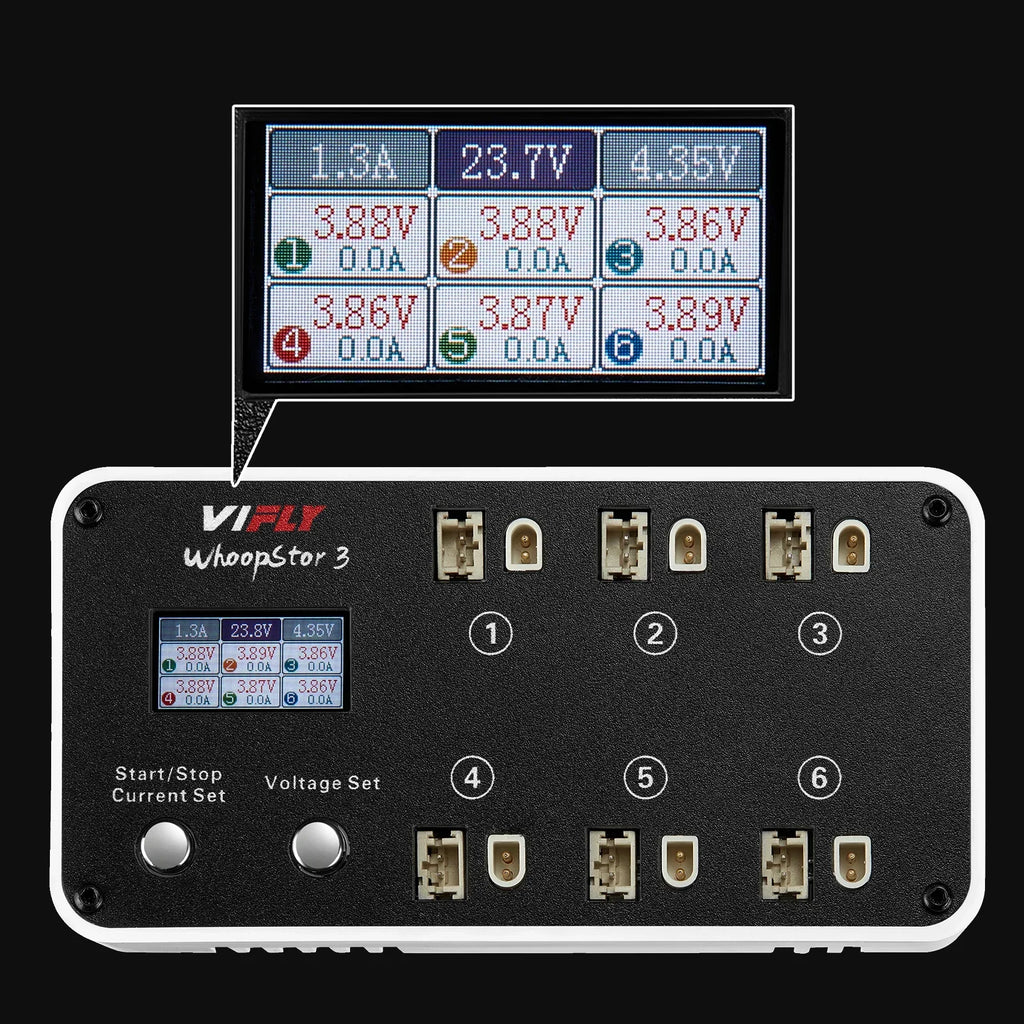 New VIFLY WhoopStor 3 V3 6-Port 1S LIPO Battery Charger Discharger Storage Function for FPV Tinywhoop 4.2V 4.35V BT2.0 PH2.0
