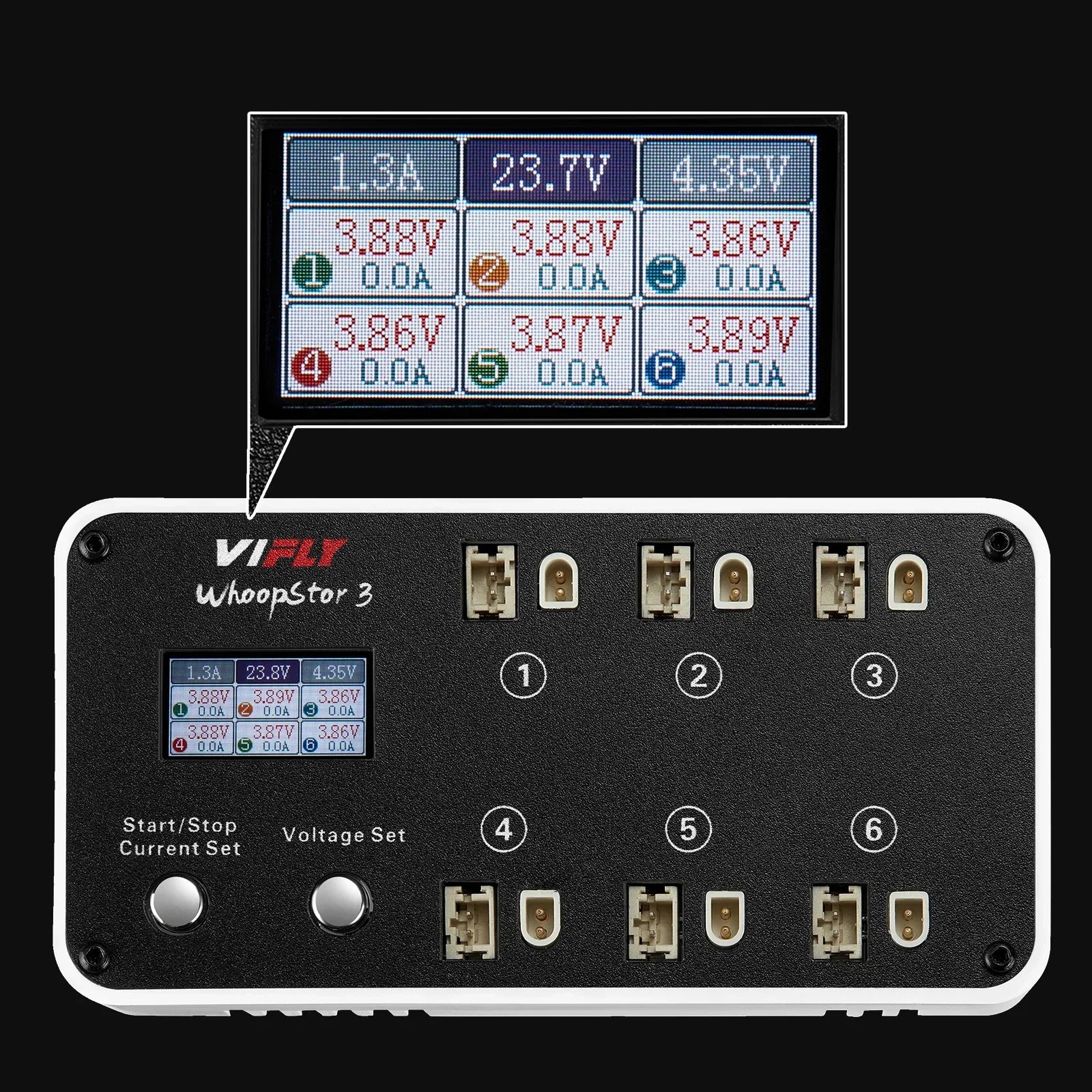 New VIFLY WhoopStor 3 V3 6-Port 1S LIPO Battery Charger Discharger Storage Function for FPV Tinywhoop 4.2V 4.35V BT2.0 PH2.0