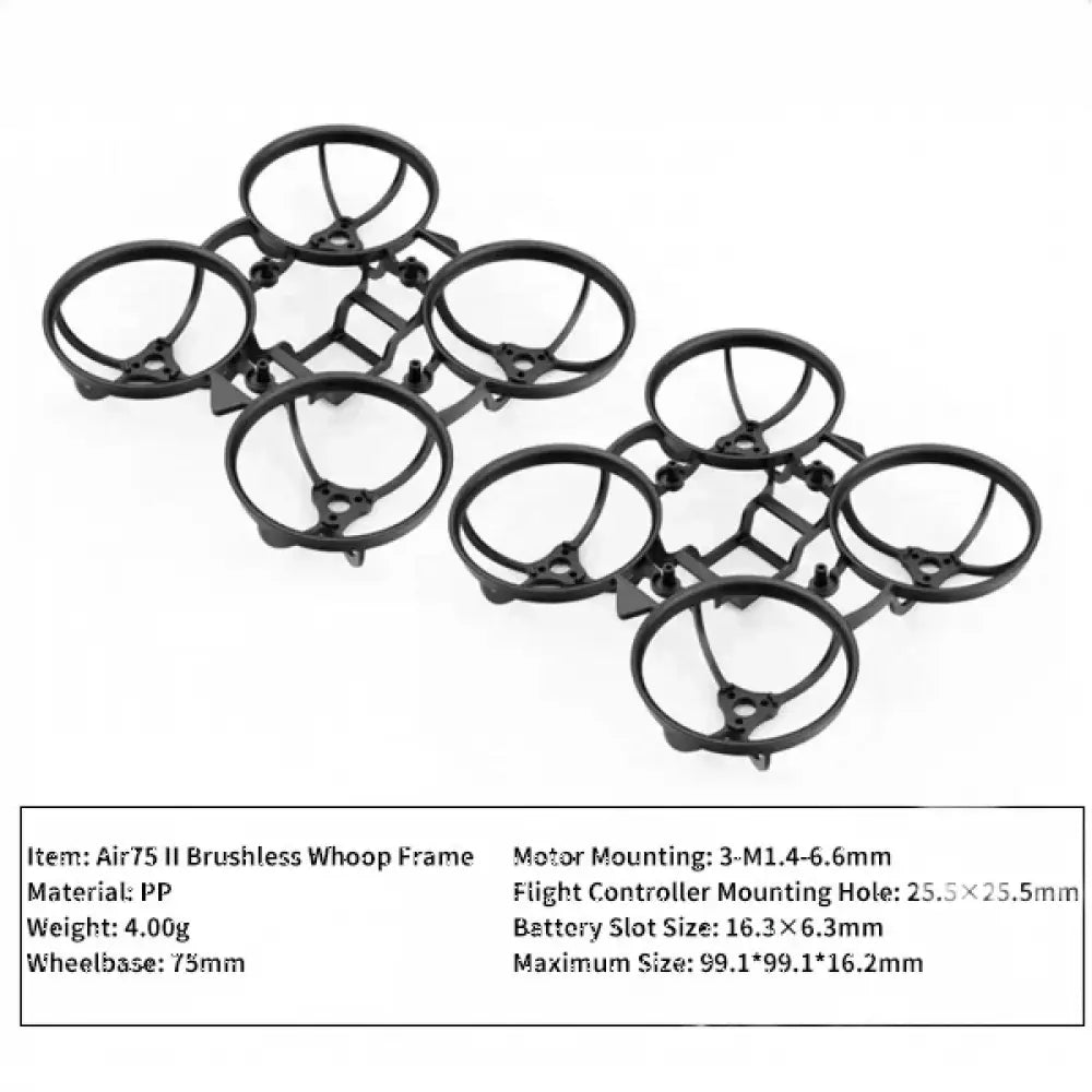 1/2 pièces BETAFPV Air75 II KIT de cadre sans brosse cadre de Drone pour GF 40mm 2 lames/GF 1611 Drone de course FPV à