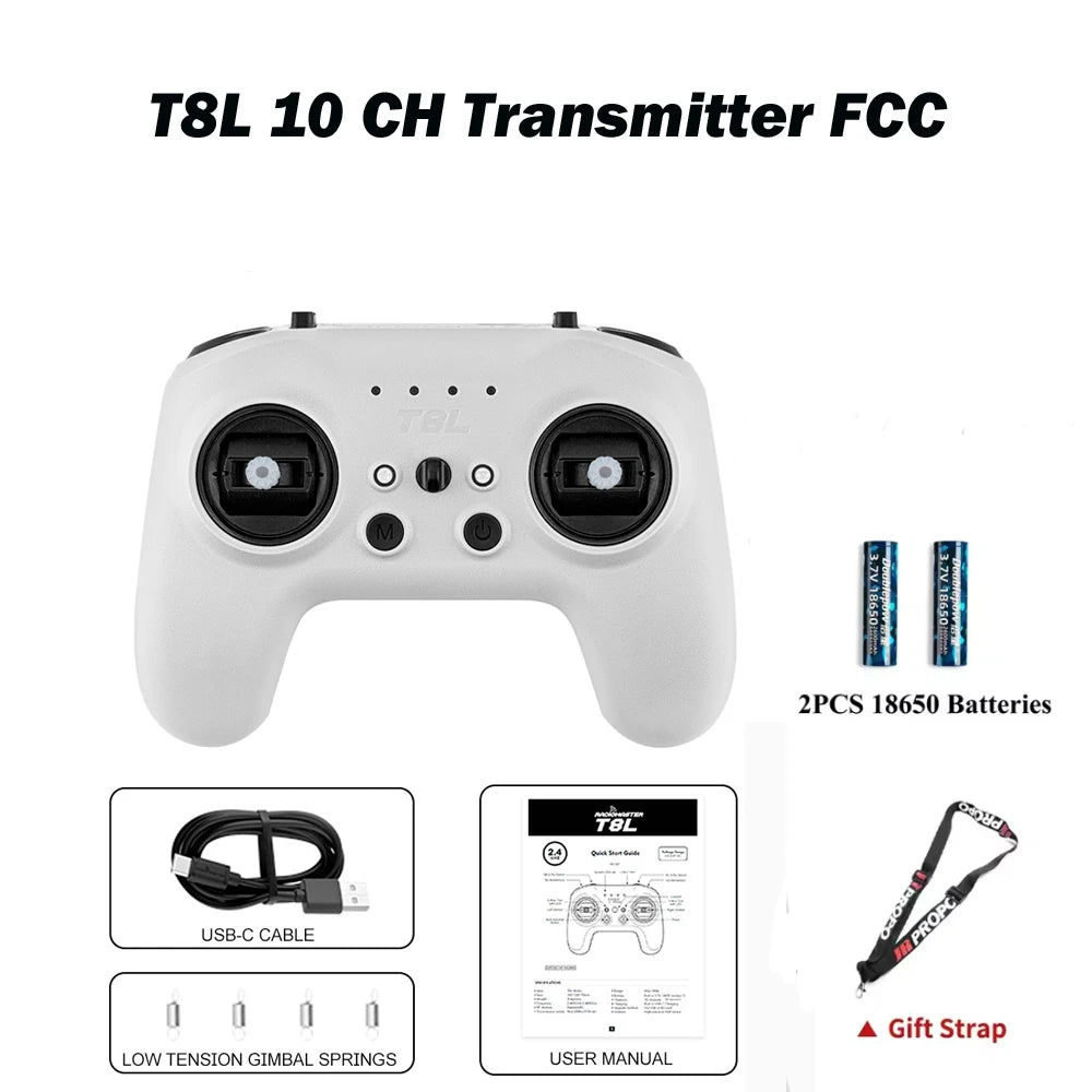 RadioMaster T8L ExpressLRS 2.4GHz 10CH Radio Controller with X5 Hall Gimbal Transmitter, Compact Radio Controller for FPV Drone
