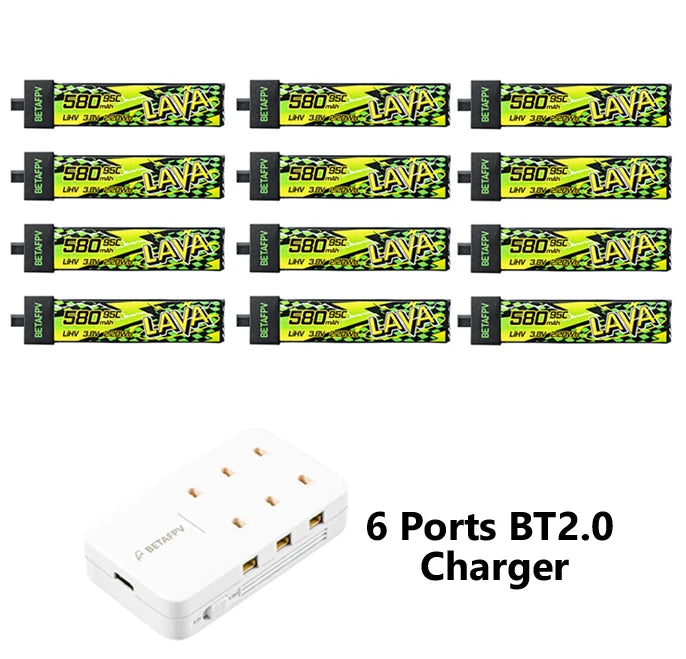 Batterie BETAFPV LAVA II 580mAh 1S 95C 3.8V BT2.0 pour Air75, Meteor75 Pro