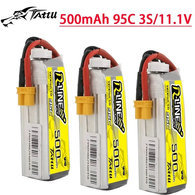 Salle de bain T TATTU R-LINE 1.0 95C 500mAh 11.1V Lipo Batterie Pour RC Hélicoptère Quadcopter FPV Racing Drone Pièces 3S Batterie Rechargeable