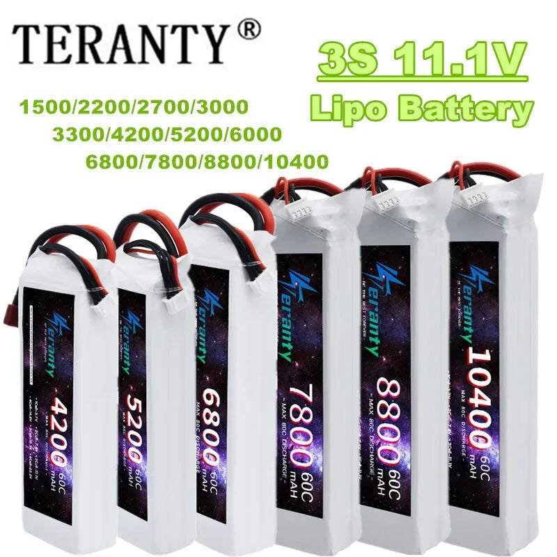 TERANTY 3S Lipo batterie 11.1V 1500/2200/2700/3000/3300/4200/5200/6000/6800/7800/8800/10400mAh pour bateau d'avion de voiture RC