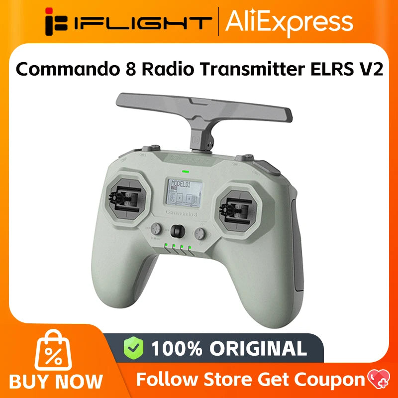 iFlight Commando 8 Radio Transmitter, Remote Controller for DC5 XL5, ELRS V2, ELRS 868/915MHz, 1000mW V2 / ELRS 2.4GHz, 500mW V2 FPV