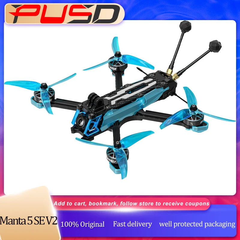 Axisflying Manta 5 SE V2 Squashed X Digital System H743 FC O4 Pro/Lite, AE2207 V2 1960KV 6S Motor for 5 inch FPV RC Drone