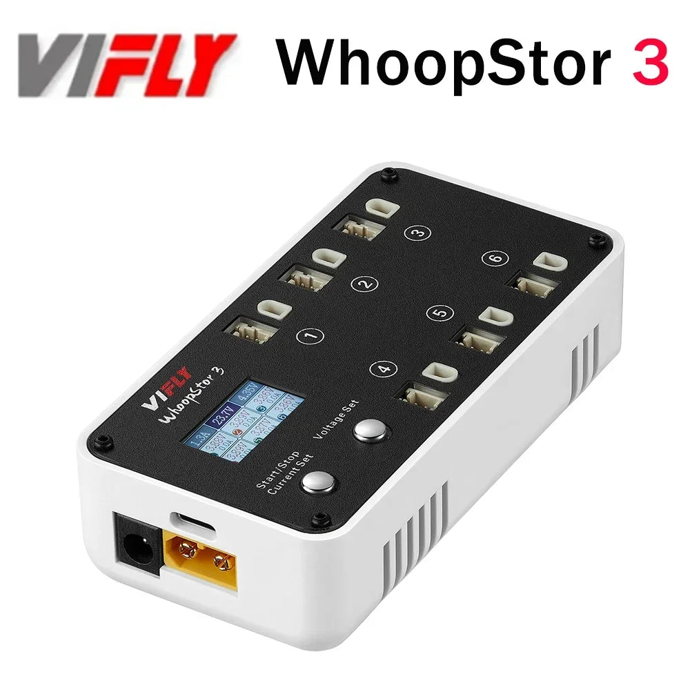 New VIFLY WhoopStor 3 V3 6-Port 1S LIPO Battery Charger Discharger Storage Function for FPV Tinywhoop 4.2V 4.35V BT2.0 PH2.0