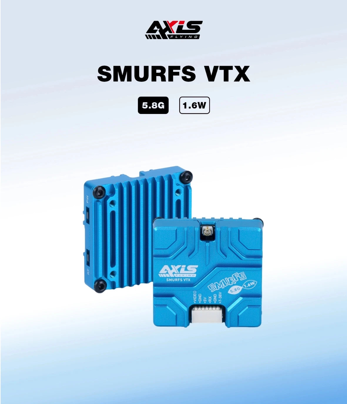 Axisflying VTX 5.8G 1.6W Analog Image Transmission, Long Range VTX for 5/7/10 inch RC Long Range Freestyle FPV Drone
