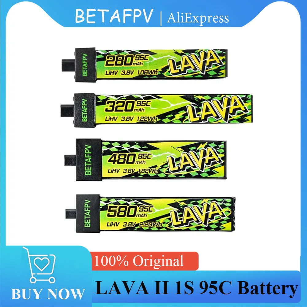 BETAFPV LAVA II 1S 95C 280mAh/320mA Battery for Air65 Meteor65 Pro 480mAh/580mAh/680mAh for Meteor75 Pro P1/Air75 Meteor75 Pro