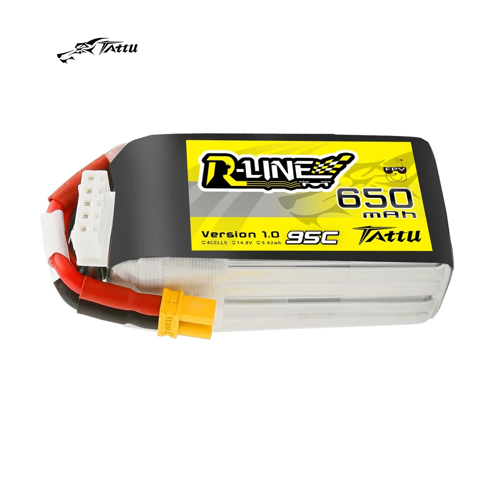 TATTU 95C 14.8V 650mAh Lipo 4S battery with XT30 connector RC power for 100 to 150 size FPV micro drone frame