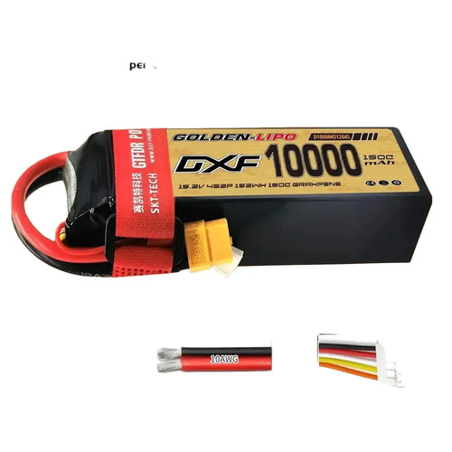 Batterie Lipo DXF 4S 10000mah 15.2V 150C Prise XT60 Boîtier rigide pour voiture RC Buggy Truggy Tout-terrain Voiture