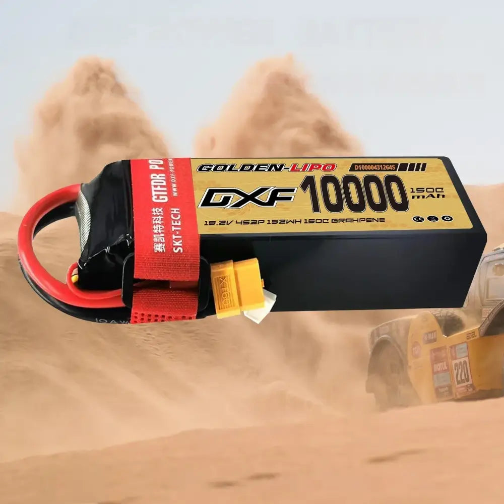 Batterie Lipo DXF 4S 10000mah 15.2V 150C Prise XT60 Boîtier rigide pour voiture RC Buggy Truggy Tout-terrain Voiture