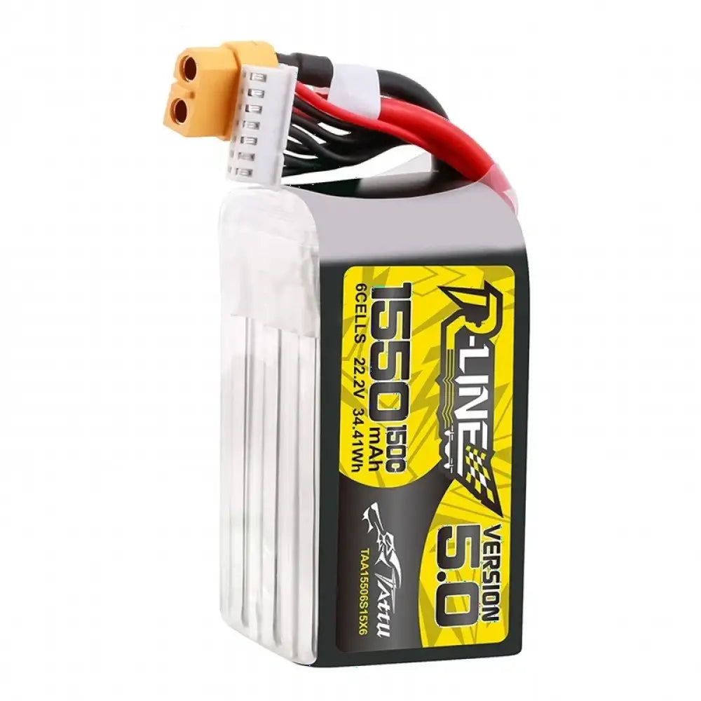 Batterie LiPo TATTU-R-LINE 5.0 22.2V 1550mAh 150C pour hélicoptère RC quadricoptère drone de course FPV avec prise XT60