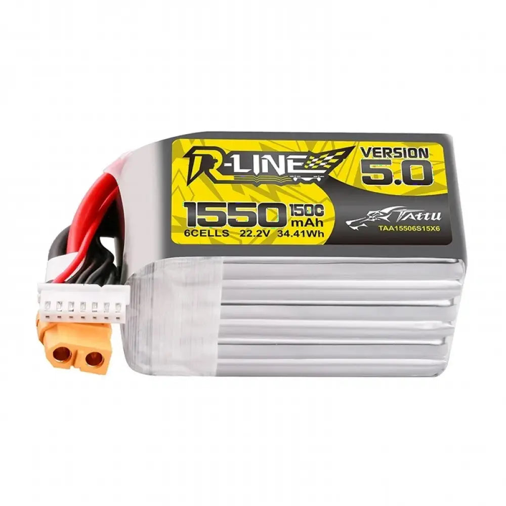 Batterie LiPo TATTU-R-LINE 5.0 22.2V 1550mAh 150C pour hélicoptère RC quadricoptère drone de course FPV avec prise XT60