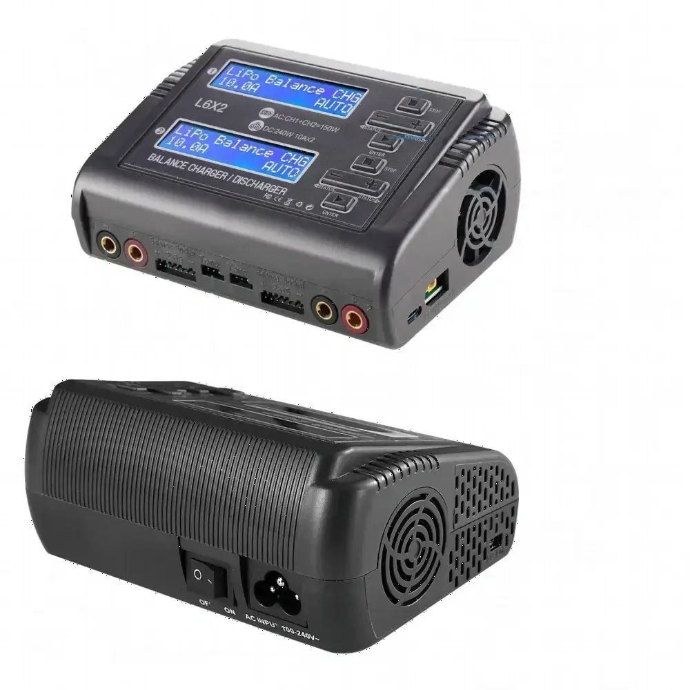 Chargeur d’équilibre L6 double canal 10A AC/150W DC/240W pour Li-ion LiFe NiCd NiMH LiHV PB Batteries intelligentes