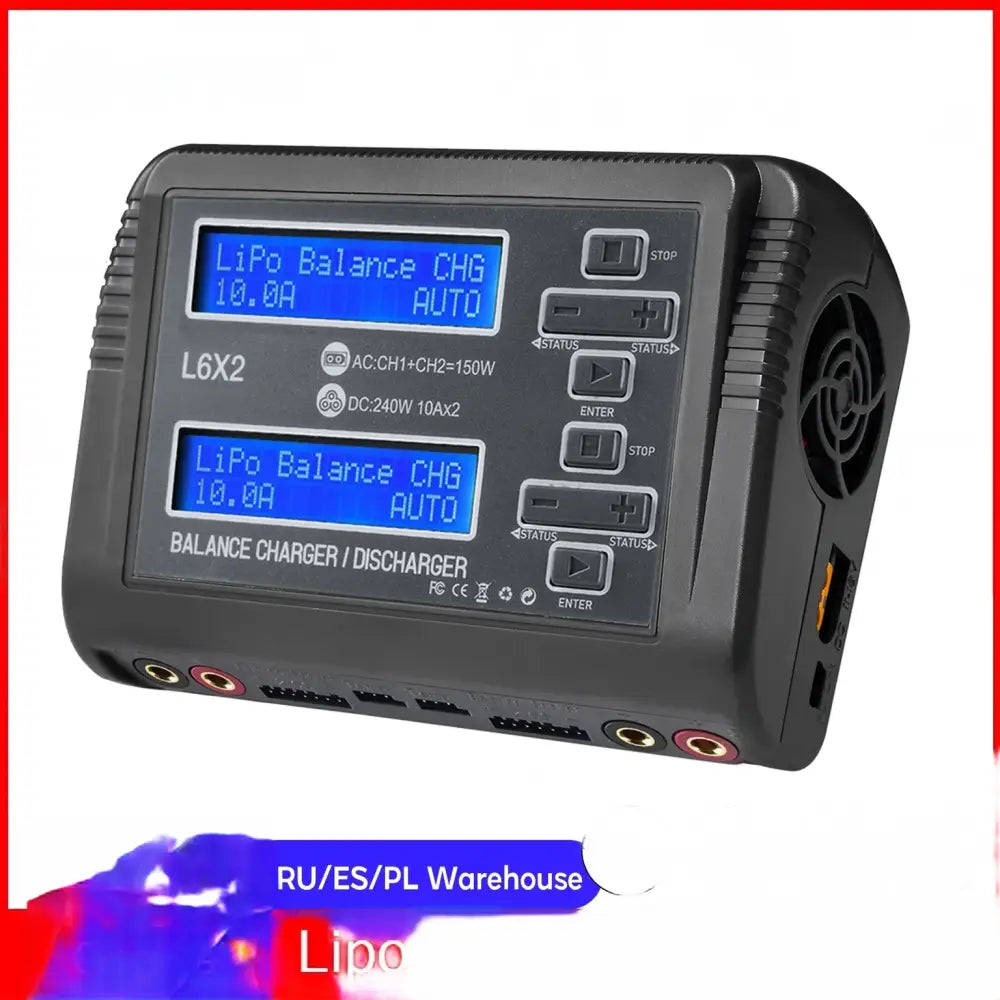 Chargeur d’équilibre L6 double canal 10A AC/150W DC/240W pour Li-ion LiFe NiCd NiMH LiHV PB Batteries intelligentes