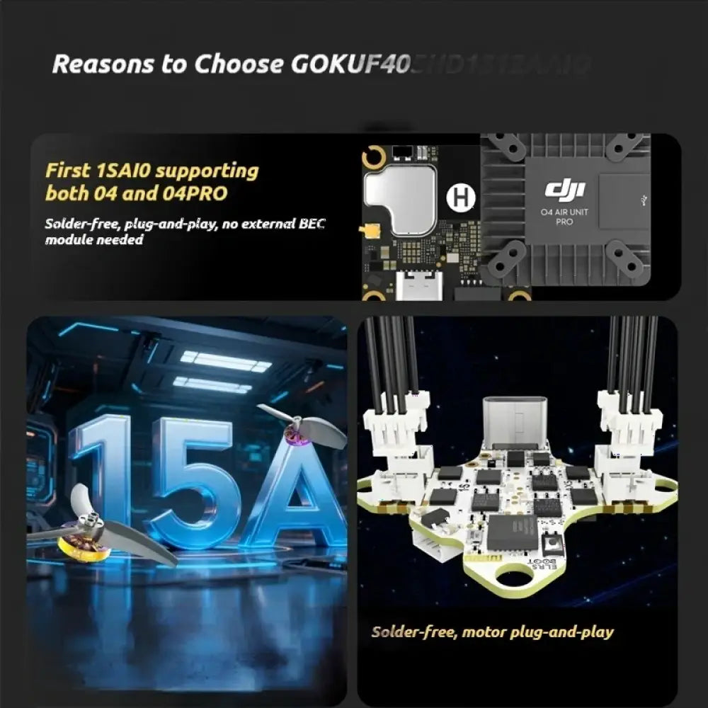 FLYWOO GOKU F405 HD 1S 12A AIO Contrôleur de vol FPV BEC 5V3A-9V2A pour transmission vidéo O4/O4 PRO 25.5*25.5mm - F405